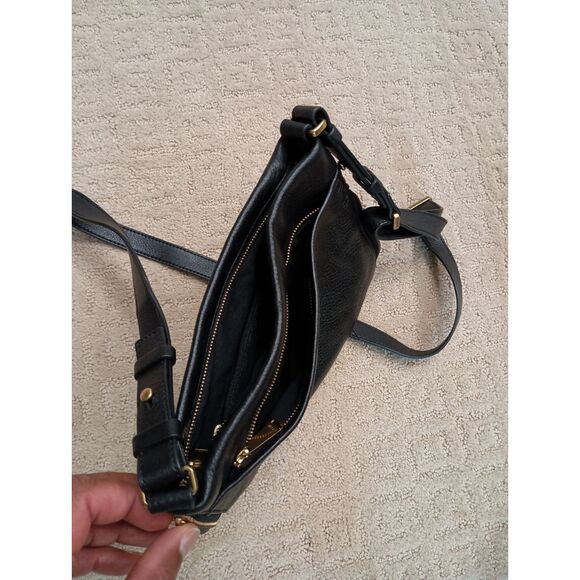 Fossil Purse Black Leather Crossbody Pebble Preston Expandable - Picture 4 of 9